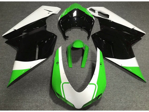 07-14 Verde Brillo Blanco & Negro Ducati 848 1098 1198 Carenados Moto 07-14 Verde Brillo Blanco & Negro Ducati 848 1098 1198 Carenados Moto