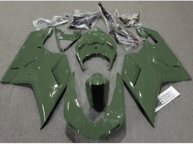 07-14 Verde Militar Brillante Ducati 848 1098 1198 Carenados Moto 07-14 Verde Militar Brillante Ducati 848 1098 1198 Carenados Moto