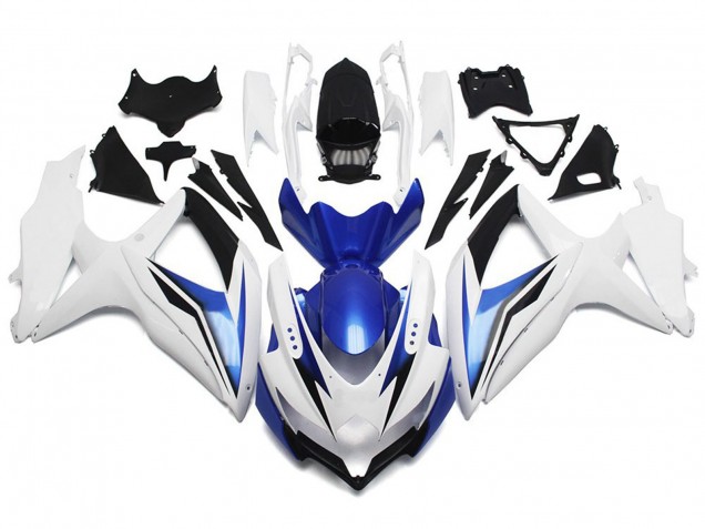 08-10 Blanco Brillante Con Plata & Azul GSXR 600-750 Carenados Moto 08-10 Blanco Brillante Con Plata & Azul GSXR 600-750 Carenados Moto