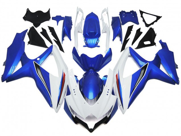 08-10 Blanco Brillante Con Plata & Azul GSXR 600-750 Carenados Moto 08-10 Blanco Brillante Con Plata & Azul GSXR 600-750 Carenados Moto