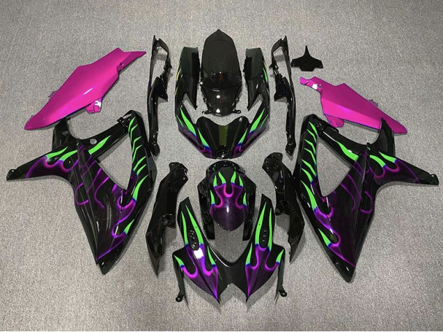 08-10 Púrpura & Verde Llama GSXR 600-750 Carenados Moto 08-10 Púrpura & Verde Llama GSXR 600-750 Carenados Moto
