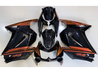 08-12 Negro Brillante & Naranja Ninja 250 Carenados Moto