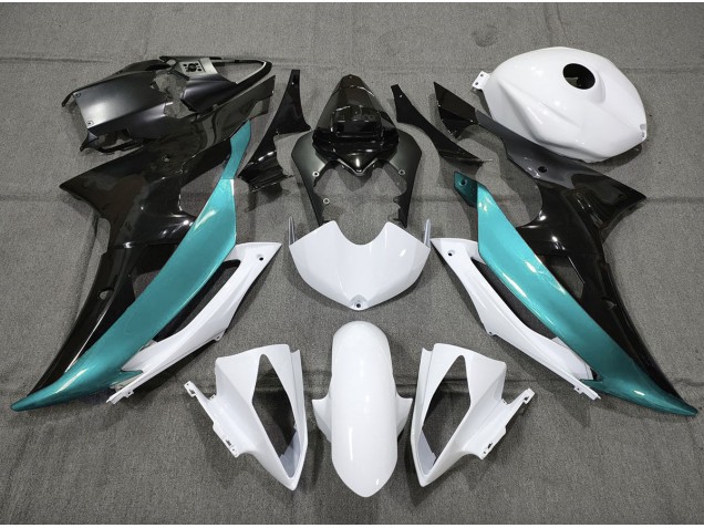 08-16 Azul Claro Personalizado En Blanco & Negro R6 Carenados Moto