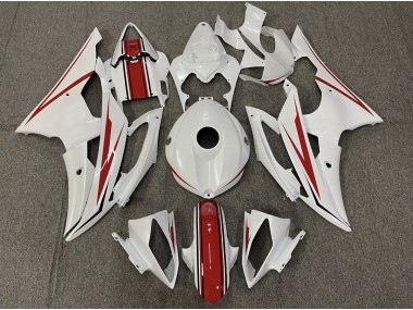 08-16 Blanco Brillante & Rojo R6 Carenados Moto