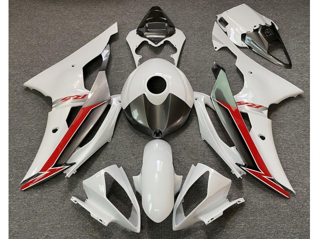 08-16 Blanco Brillo Plata & Rojo R6 Carenados Moto 08-16 Blanco Brillo Plata & Rojo R6 Carenados Moto
