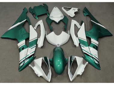 08-16 Estilo Blanco Brillante & Verde Espuma De Mar OEM R6 Carenados Moto