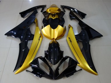 08-16 Negro Brillante & Dorado R6 Carenados Moto