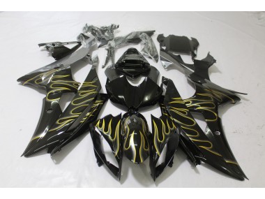 08-16 Negro Brillante & Llama R6 Carenados Moto