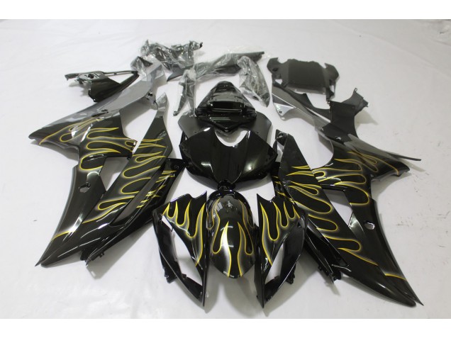 08-16 Negro Brillante & Llama R6 Carenados Moto 08-16 Negro Brillante & Llama R6 Carenados Moto
