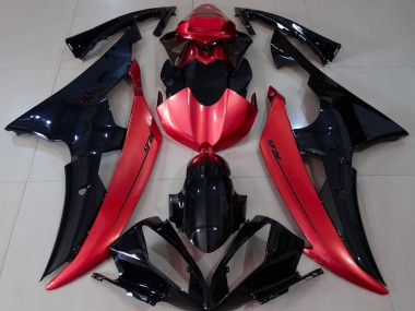 08-16 Negro Brillante & Rojo Caramelo R6 Carenados Moto