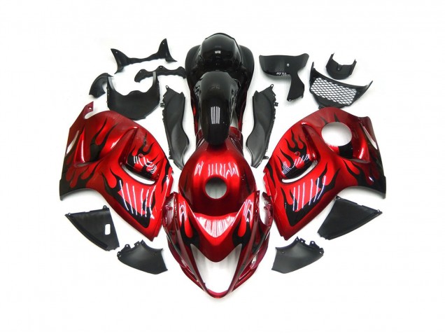 08-20 Rojo Vibrante Con Negro Llama GSXR 1300 Carenados Moto 08-20 Rojo Vibrante Con Negro Llama GSXR 1300 Carenados Moto