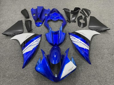 09-11 Blanco & Azul Brillante Con Base Negra R1 Carenados Moto