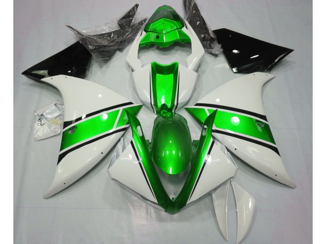 09-11 Blanco Brillante & Verde Metalizado R1 Carenados Moto 09-11 Blanco Brillante & Verde Metalizado R1 Carenados Moto