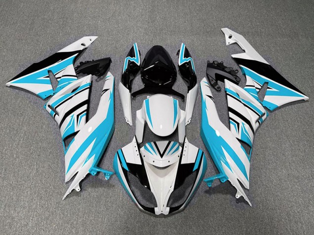 09-12 Azul Claro Blanco & Negro Zag ZX6R Carenados Moto 09-12 Azul Claro Blanco & Negro Zag ZX6R Carenados Moto