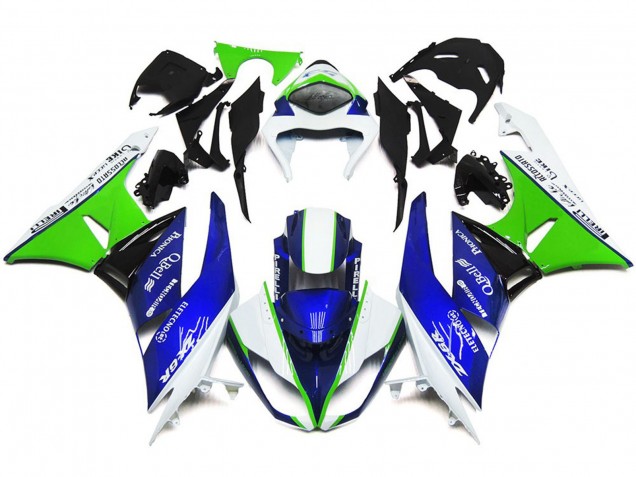 09-12 Azul Profundo Verde & Blanco ZX6R Carenados Moto 09-12 Azul Profundo Verde & Blanco ZX6R Carenados Moto