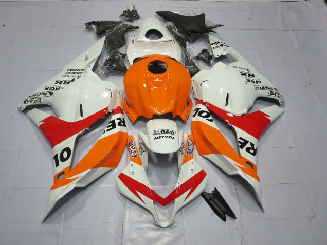 09-12 Naranja Claro & Blanco Repsol CBR600RR Carenados Moto 09-12 Naranja Claro & Blanco Repsol CBR600RR Carenados Moto
