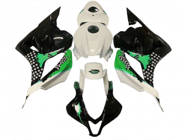 09-12 Salpicaduras De Color Blanco Brillante & Verde CBR600RR Carenados Moto