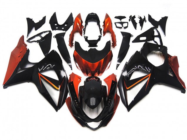 09-16 Naranja & Negro Personalizados Con Incrustaciones Plateadas GSXR 1000 Carenados Moto 09-16 Naranja & Negro Personalizados Con Incrustaciones Plateadas GSXR 1000 Carenados Moto