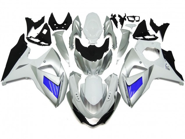 09-16 Plata & Blanco Personalizados Con Negro GSXR 1000 Carenados Moto 09-16 Plata & Blanco Personalizados Con Negro GSXR 1000 Carenados Moto