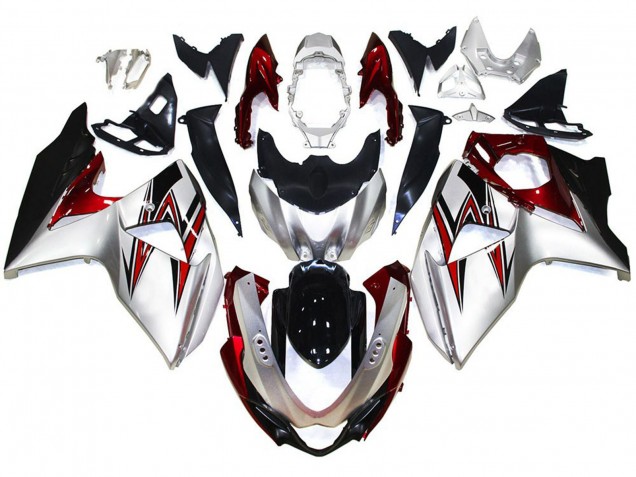 09-16 Plata Con Toques Rojos GSXR 1000 Carenados Moto 09-16 Plata Con Toques Rojos GSXR 1000 Carenados Moto
