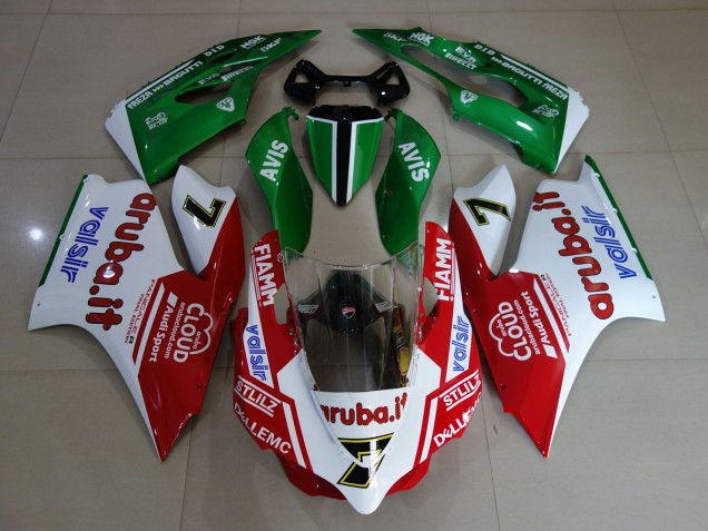 11-14 Blanco Brillante / Rojo / Verde Ducati 1199 Carenados Moto 11-14 Blanco Brillante / Rojo / Verde Ducati 1199 Carenados Moto
