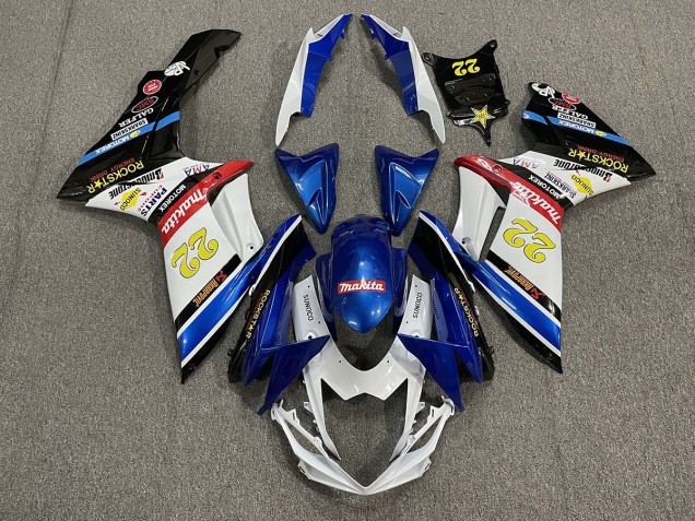 11-24 22 Rockstar Blanco & Azul GSXR 600-750 Carenados Moto 11-24 22 Rockstar Blanco & Azul GSXR 600-750 Carenados Moto