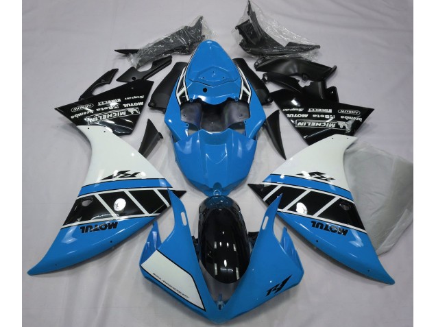 12-14 Azul Claro Brillante Blanco & Negro R1 Carenados Moto 12-14 Azul Claro Brillante Blanco & Negro R1 Carenados Moto