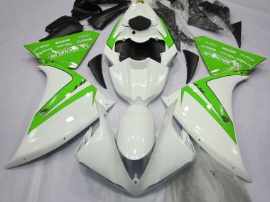 12-14 Blanco Brillante & Verde R1 Carenados Moto