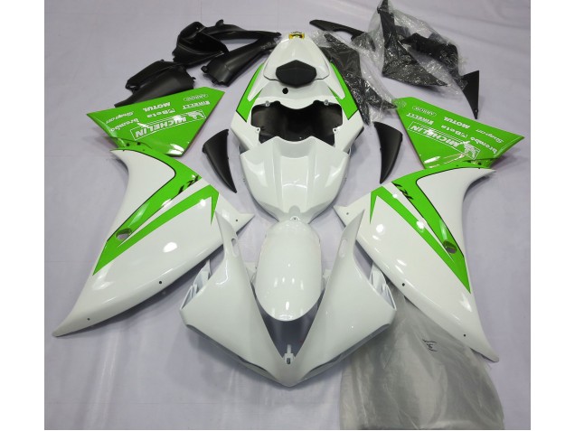 12-14 Blanco Brillante & Verde R1 Carenados Moto 12-14 Blanco Brillante & Verde R1 Carenados Moto