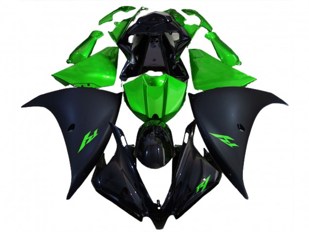 12-14 Negro Mate & Verde R1 Carenados Moto 12-14 Negro Mate & Verde R1 Carenados Moto