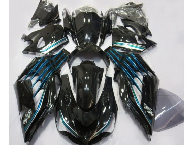 12-21 Negro Brillante & Azul Claro ZX14R Carenados Moto