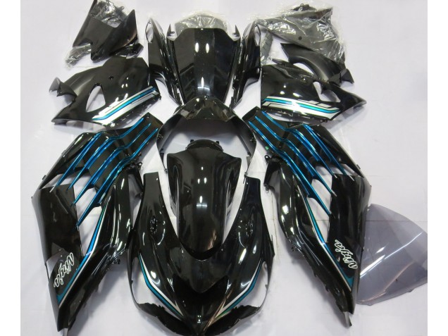12-21 Negro Brillante & Azul Claro ZX14R Carenados Moto 12-21 Negro Brillante & Azul Claro ZX14R Carenados Moto