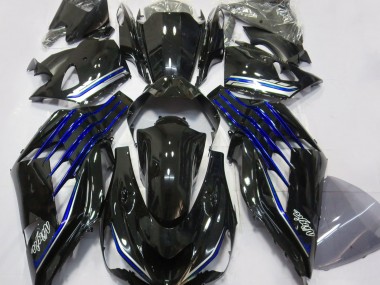 12-21 Negro Brillante & Azul ZX14R Carenados Moto