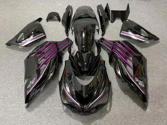 12-21 Negro Brillante & Rosa ZX14R Carenados Moto