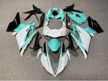 13-16 Blanco Brillante & Verde Azulado Daytona 675 Carenados Moto
