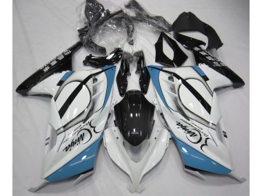 13-18 Blanco Brillante & Azul Claro Ninja 300 Carenados Moto