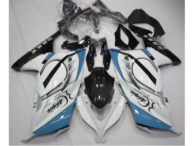 13-18 Blanco Brillante & Azul Claro Ninja 300 Carenados Moto