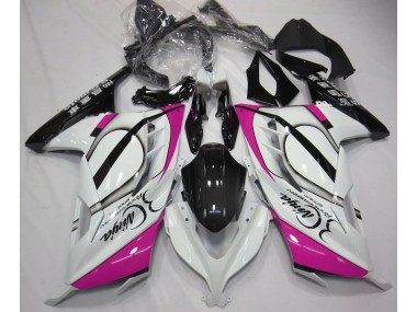 13-18 Blanco Brillante & Rosa Ninja 300 Carenados Moto