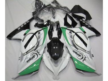 13-18 Blanco Brillante & Verde Ninja 300 Carenados Moto