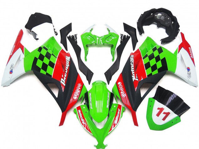13-18 Cuadros Rojos & Negros Brillantes Ninja 300 Carenados Moto