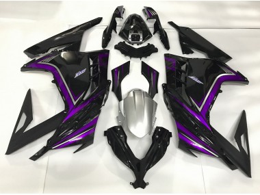 13-18 Negro Brillante & Morado Ninja 300 Carenados Moto