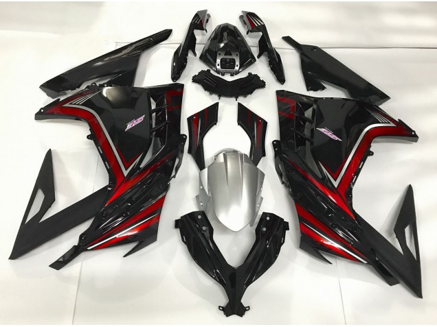 13-18 Negro Brillante & Rojo Ninja 300 Carenados Moto 13-18 Negro Brillante & Rojo Ninja 300 Carenados Moto