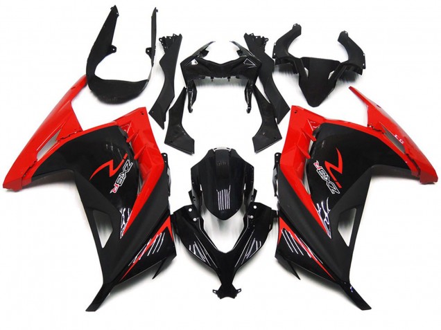 13-18 Rojo & Negro Brillante Ninja 300 Carenados Moto