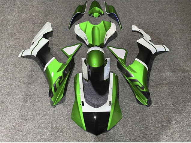 15-19 Acentos Verdes & Fibra De Carbono R1 Carenados Moto