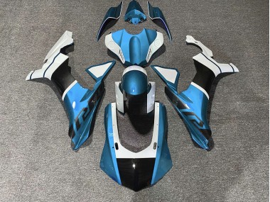 15-19 Detalles En Azul Claro & Fibra De Carbono R1 Carenados Moto