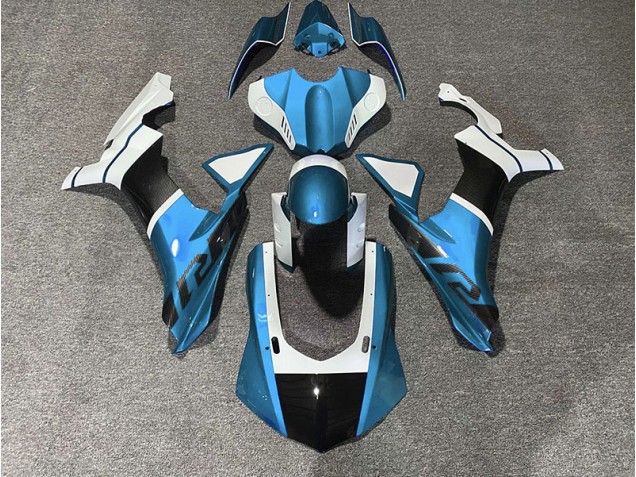 15-19 Detalles En Azul Claro & Fibra De Carbono R1 Carenados Moto 15-19 Detalles En Azul Claro & Fibra De Carbono R1 Carenados Moto