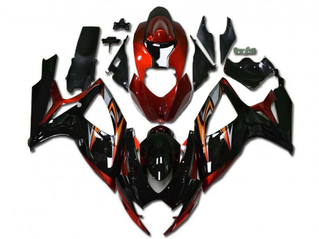 Venta Carenados Moto Suzuki GSXR 600/750 2006-2007 - Naranja Plata Negro Brillante Raya