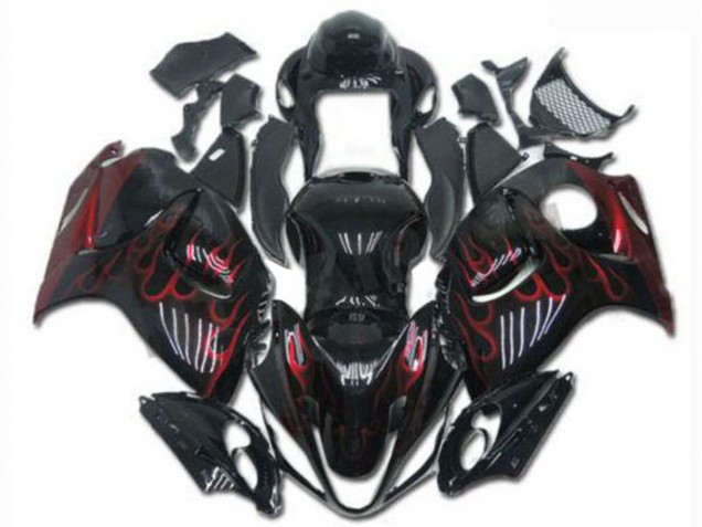 Venta Carenados Moto Suzuki GSXR 1300 Hayabusa 2008-2020 - Negro Brillante Rojo Llama