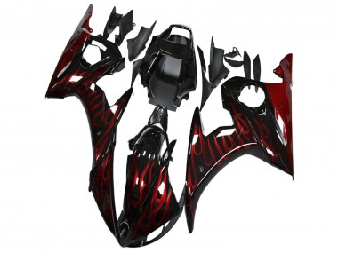 Venta Carenado Moto Yamaha YZF R6 2003-2004 - Negro Brillante Rojo Llama