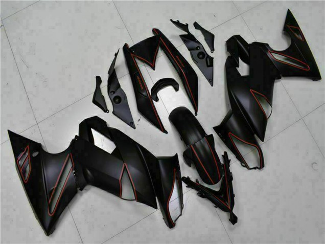 Venta Carenados Moto Kawasaki EX650 2009-2011 - Negro Mate Rojo Raya